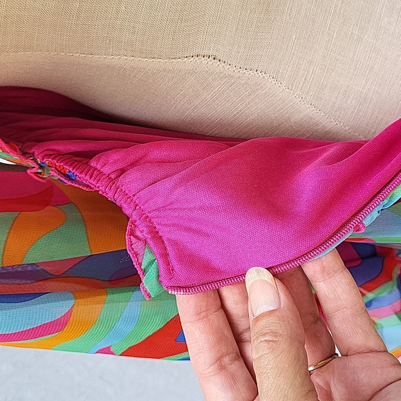 Ladies backless dress, v-neck, multicolor, sheer, lined, ruffle, boho,  M - Picture 11 of 14